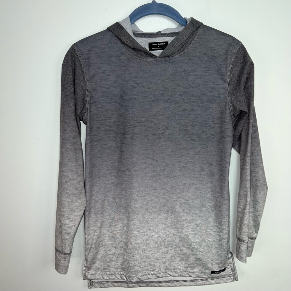 Ocean Current Gray Ombré Gradient Hoodie Boys Medium Long Sleeve Surf Style